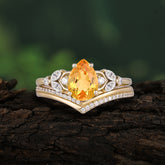 Ethereal 4-Prong Pear Cut Citrine Stacking Ring